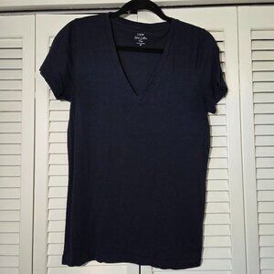 🆕 J. Crew Factory Slub Cotton V-Neck Tee - Navy Blue- Size Medium NWOT